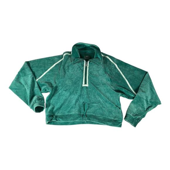 Free People Movement Half Zip Sweater Corduroy Fleece Pullover Small Drawstring - Picture 15 of 15